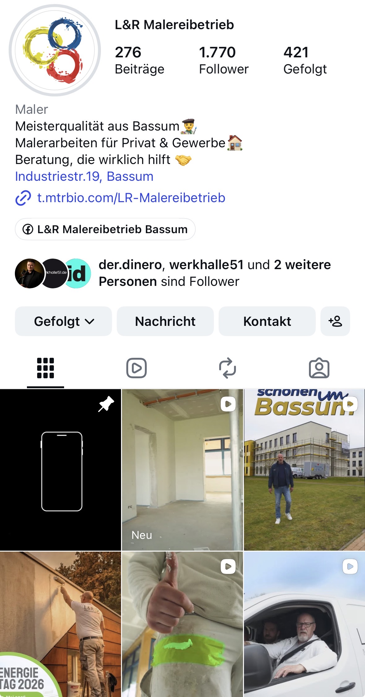 Instagram Profil Nachher